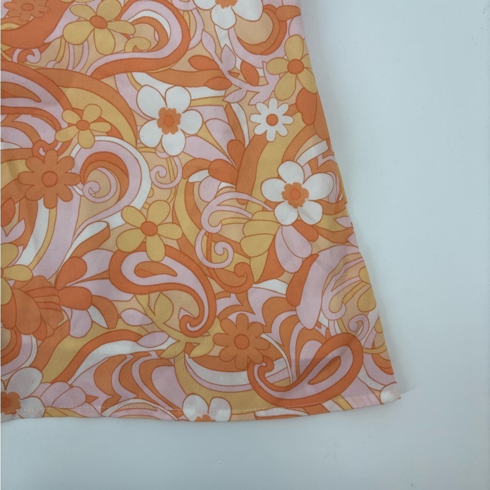 Hollister Women's Lined orange boho 70s Ultra High Rise Floral Mini Skirt small - Picture 6 of 14